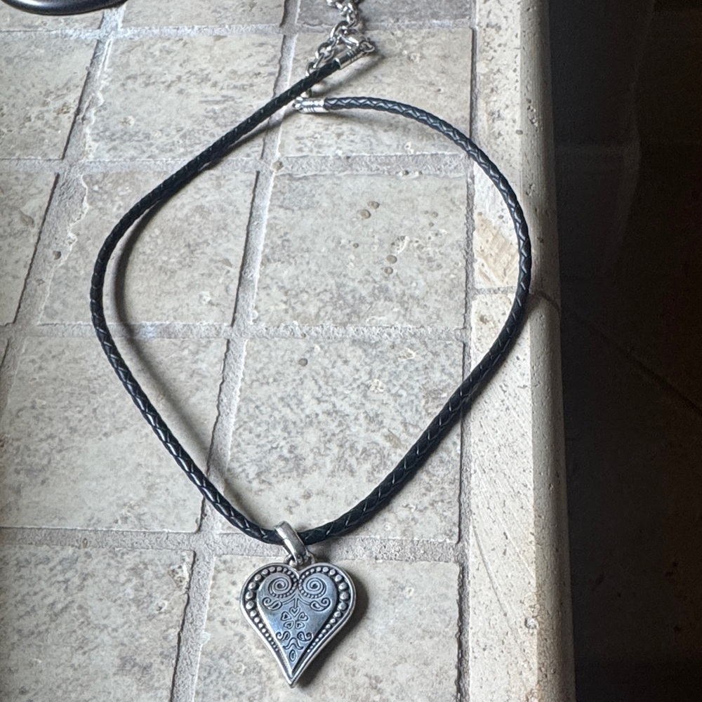 Brighton  Black and Silver Heart Pendant Necklace